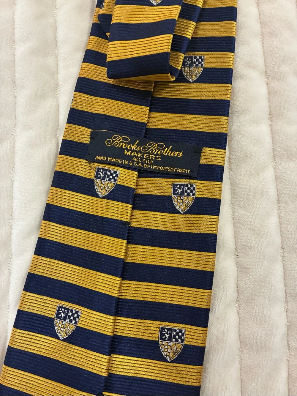 Brooks Brothers Makers All Silk Navy and Gold Tie
